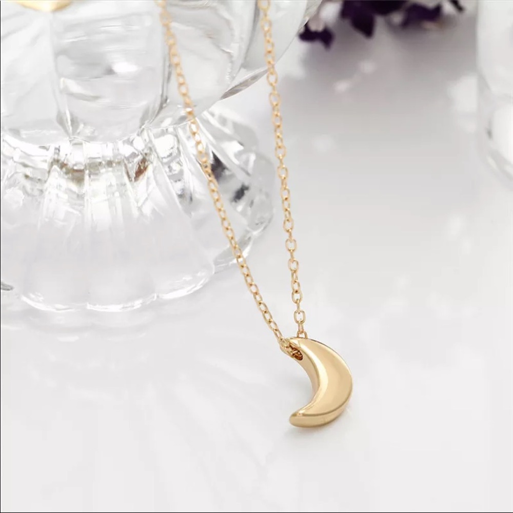 2/$10 NEW! Dainty Moon Necklace Pendant Cute Gold Simple Bohemian - Picture 2 of 6